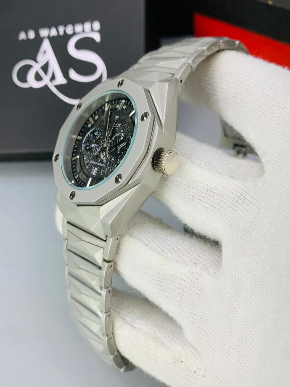 HB Diamond Cut Skl Silver Black