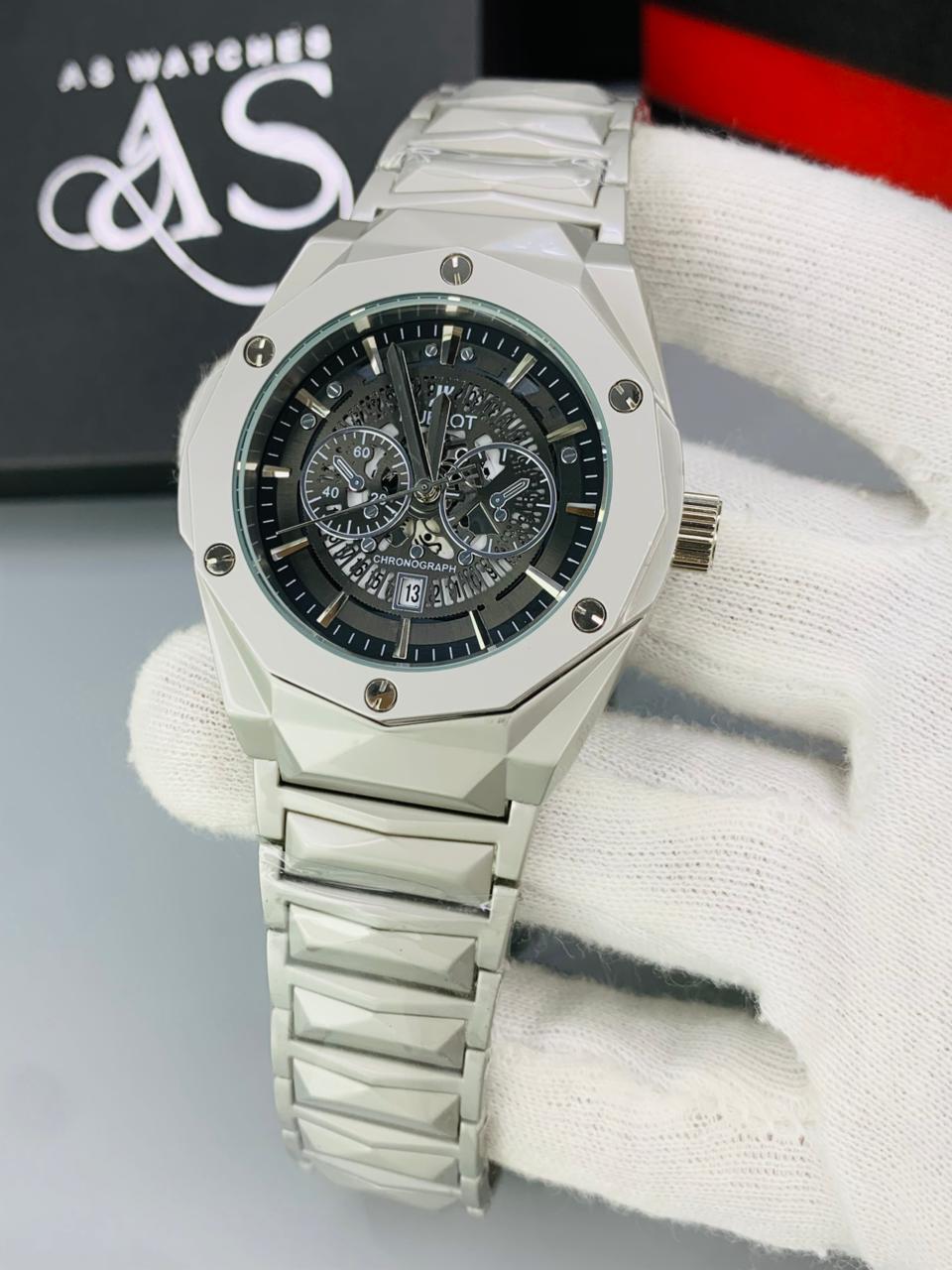 HB Diamond Cut Skl Silver Black