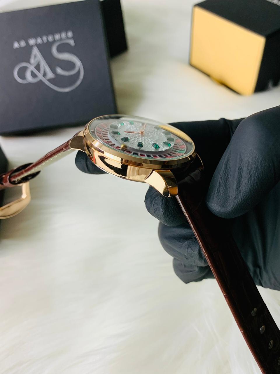 Casino Model Brown Leather Strap (Stone Dial)