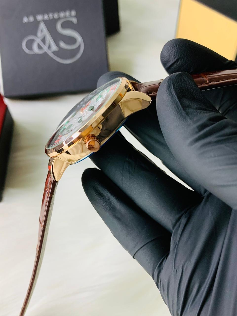 Casino Model Brown Leather Strap (Stone Dial)